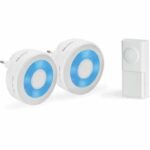 SCS SENTINEL Set di 2 campanelli wireless plug-in senza batteria con luce alogena con 1 pulsante - EcoBell 100 Light x2