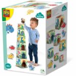 Torre di blocchi da impilare con figurine di dinosauri - Gioco di abilità - SES CREATIVE - Torre impilabile con 3 figurine di dinosauri.