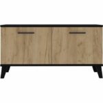 Scarpiera THEO a 2 ante - Melaminico rovere rustico e profilo nero - da 8 a 10 paia - L100 x P40 x H52 cm - immagine 3