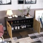 Scarpiera THEO a 2 ante - Melaminico rovere rustico e profilo nero - da 8 a 10 paia - L100 x P40 x H52 cm - immagine 5