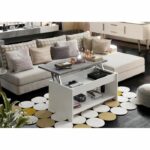 Tavolino da caffè elevabile HAPPY - Bianco e grigio - L 50 cm - immagine 2