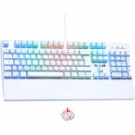 Tastiera da gioco - The G-Lab - KEYZ RUBIDIUM - Meccanica (interruttore rosso) - Poggiapolsi - RGB - Cablata - Azerty - Bianca