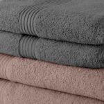 Set 5 Lenzuola Bagno TODAY 70x130 cm 100% Cotone - 3 rose sabbia + 2 acciaio - immagine 2
