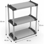 Scaffale in plastica - TOOD - 3 ripiani - Portata 80 kg per ripiano - 80x40x85 cm - Nero/grigio - immagine 2