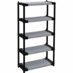 Ripiano in plastica - TOOD - 5 ripiani - Portata 80 kg - 80x40x171 cm - Nero/grigio