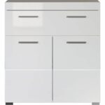 Base da bagno Amanda - Bianco - 2 ante + 1 cassetto - L73 x P31 x H79 cm - TRENDTEAM - immagine 3