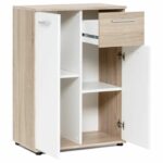 JACKY Clásico mueble blanco mate con decoración en roble - L 60 cm - immagine 4