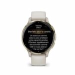 Reloj inteligente con GPS GARMIN Venu 3S, 30,4 mm (1,2"), acero dorado suave, caja color marfil y correa de silicona color marfil.
