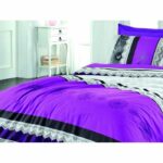 Juego de cama - 1 funda nórdica 220x240 cm + 2 fundas de almohada 60x60 cm - 100% algodón reforzado - Lila - immagine 3