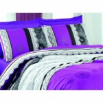 Juego de cama - 1 funda nórdica 220x240 cm + 2 fundas de almohada 60x60 cm - 100% algodón reforzado - Lila - immagine 4