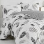 Juego de cama - 1 funda nórdica 220x240 cm + 2 fundas de almohada 60x60 cm - 100% algodón reforzado - Gris - immagine 4