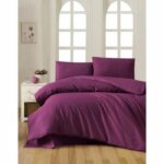 Juego de cama - 1 funda nórdica 220x240 cm + 2 fundas de almohada 60x60 cm - 100% algodón reforzado - Morado