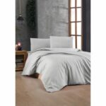 Juego de cama - 1 funda nórdica 220x240 cm + 2 fundas de almohada 60x60 cm - 100% algodón reforzado - Gris
