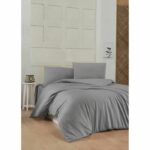 Juego de cama - 1 funda nórdica 220x240 cm + 2 fundas de almohada 60x60 cm - 100% algodón reforzado - Gris