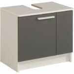 Mueble lavabo VERSA de 2 puertas - Gris sombra y blanco - L 59 x P 38 x 55 cm - immagine 3