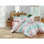 Juego de cama - 1 funda nórdica 220x240 cm + 2 fundas de almohada 60x60 cm - 70% algodón, 30% poliéster - Turquesa