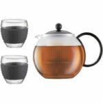 Tetera con prensa - BODUM - CHAMBORD SET - 1,0 l con tapa, asa, filtro de plástico + 2 vasos 0,35 l