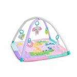 Alfombra de actividades plegable para bebé BRIGHT STARTS - Rosa jungla - Arco con juguetes sensoriales y musicales, espejo