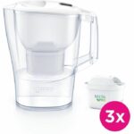 Jarra con filtro de agua BRITA Aluna Calendar White - Capacidad de 2,4 L, incluye 1,4 L de agua filtrada - Incluye 3 filtros Maxtra Pro All-In-1