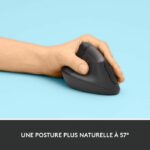 Ratón inalámbrico vertical ergonómico Logitech Lift Left para zurdos, receptor USB Bluetooth o Logi Bolt, silencioso - immagine 3