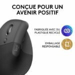 Ratón inalámbrico vertical ergonómico Logitech Lift Left para zurdos, receptor USB Bluetooth o Logi Bolt, silencioso - immagine 5