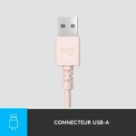 Logitech H390 Casco con cable estéreo con micrófono antibuidad, USB -A - Rose - immagine 5