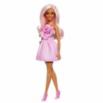 Barbie - Muñeca Barbie Fashionistas con vestido rosa sin tirantes y accesorios - Barbie - HYT94