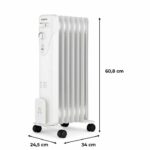 Baño de aceite de radiador eléctrico 1500W Oceanic - 3 potencias - 7 Elementos - White - Mobile - immagine 4