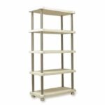 PLASTIKEN Estante 5 bandejas de gran ancho - soporta 30KG por bandeja: H 184 x W 88 x profundidad 44cm beige claro y oscuro