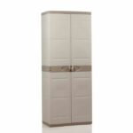TITANIUM PLASTIKEN Armario de 2 puertas con estantes y armario A70 x P44 x H176 cm Gama TITANIUM Beige y Taupe Interior / Exterior