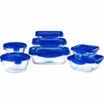 Juego de 7 recipientes para guardar alimentos - PYREX - Cook & Go - Vidrio - Tapa hermética