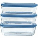 Juego de 3 recipientes con tapa - PYREX - Sin plástico - Vidrio - Rectangular - 1,5 L