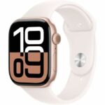 Apple Watch Series 10 GPS - 46 mm - Caja de aluminio en oro rosa - Correa deportiva color rubor claro - M/L