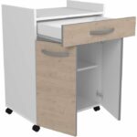 Carrello OSLO 60 cm - 1 cassetto e 1 anta - L 60 x P 44 x H 81 cm - Colore rovere - immagine 4