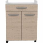 Carrello OSLO 60 cm - 1 cassetto e 1 anta - L 60 x P 44 x H 81 cm - Colore rovere - immagine 6