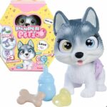 Smoby - Pamper Petz - Husky da adottare - 4 accessori - Articolato - Legno e pipì - Certificato di adozione - Dai 3 anni