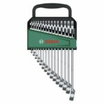 Set di chiavi combinate Bosch da 15 pezzi (chiavi universali robuste con estremità aperta, metriche da 6 a 21 mm, design ergonomico) - immagine 2