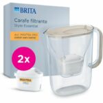 Caraffa filtrante BRITA - Stile Essential Sand - Capacità 2,4 L, inclusi 1,4 L di acqua filtrata - 2 filtri anticalcare Maxtra Pro Expert