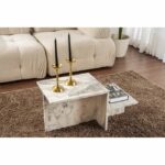 Tavolino da caffè - HARMONY - Rettangolare - Effetto marmo Fresia - 80 x 40 x 40 cm - immagine 2