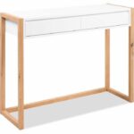 Scrivania consolle - DENVER - Rovere artigianale / Bianco - 2 cassetti - 100 x 35 x 75 cm - immagine 3