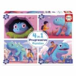 4 Puzzle - EDUCA - Dinosauri amichevoli - 20+40+60+80 pezzi