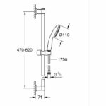 Set doccia con soffione 1 getto, asta da 60 cm e flessibile da 1,75 m - GROHE Vitalio Start 110 27942001 - Risparmio idrico - Cromo - immagine 4