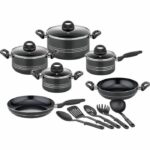 Set di pentole - Induzione - GSW - MILANO NERO - 15 pezzi - Alluminio massiccio - Nero