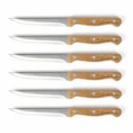 Set di 6 coltelli da bistecca con supporto - LIVOO - MEC133 - 11 cm - Acciaio inossidabile - Spessore 1,2 mm - Legno di acacia - 3 rivetti - immagine 4