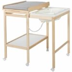Fasciatoio con vaschetta scorrevole - ROBA - Include materasso idrorepellente Roba style Grigio - Ripiano portaoggetti - Legno naturale