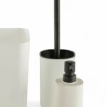 Set di 5 accessori da bagno - TODAY - UTILITY - Dispenser di sapone, porta spazzolino, porta sapone, scopino per WC, cestino - Bianco - immagine 2