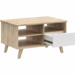 Tavolino da caffè - VANKKA - Rettangolare - Rovere / Bianco opaco - Gambe in legno - 90 x 60 x 51,8 cm - immagine 6