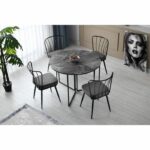Tavolo da pranzo - YAPRAK - Antracite - Rotondo - 4 persone - 100 x 100 x 72 cm - immagine 2