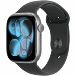 Apple Watch Series 11 GPS - 46 mm - Cassa in alluminio grigio siderale - Cinturino Sport nero - M/L