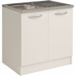 Spring - Mobile basso sottolavello - 2 ante - L80 x P57,6 x H84,2 cm - Bianco - Parisot - immagine 3